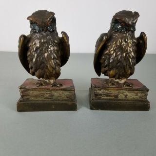 Vintage Pompeian Bronze Co.  Owl Bookends