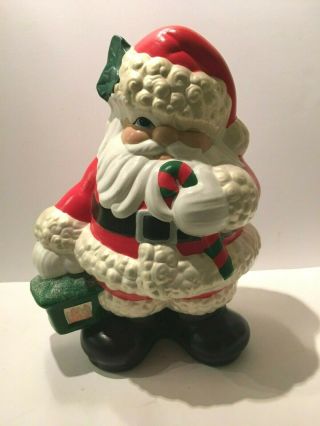 Vintage Christmas Ceramic Winking Santa Claus 13 " Hand Painted