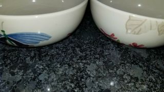 Four Longaberger Soup - Salad - Cereal Bowls In Botanical Fields Pottery - Butterfly