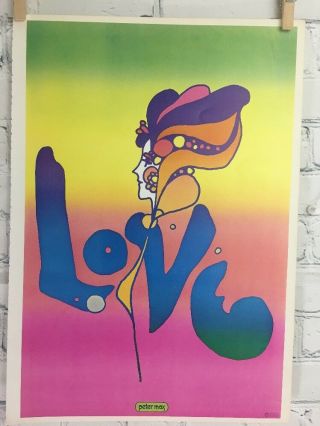 Vtg Peter Max Poster 1970 MCM Mod 11”x16” LOVE 2