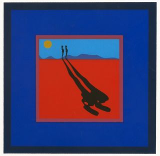 Ernest Trova Falling Man 25.  75 " X 25.  75 " Serigraph 1972 Pop Art Blue,  Red
