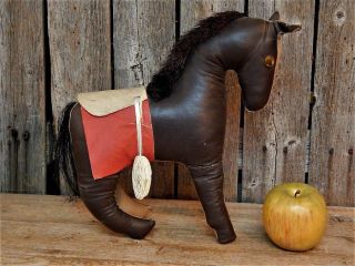 Primitive Old Vintage Leather Toy Horse Sawdust Filled Folk Art Aafa