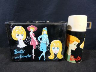 Vintage 1965 Mattel Barbie & Francie Plastic Lunchbox 1962 Mattel Barbie Thermos