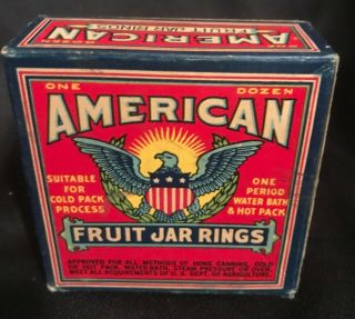 Vintage Advertising 1900s American Fruit Jar Rubbers Box - Jar Rings - Eagle Display