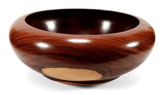 LARGE TURNED WOOD BOWL COSTA RICA ROSEWOOD COCOBOLO 12.  5 IN.  DIAMETER 2