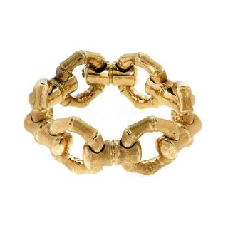 Vintage 18k Yellow Gold Large Bamboo Ring Link Bracelet 83.  4gr Liquidation