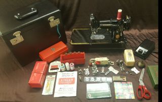 Vintage Singer 222k Red S Featherweight Sewing Machine 2yr