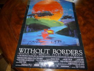 Signed Peter Max Poster " Without Boarders "