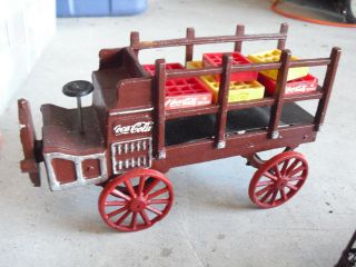 Vintage 1970s Cast Iron Odd Coca Cola Wagon Truck With Bottle Crates Look