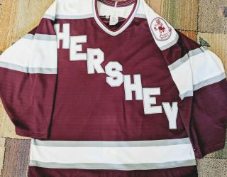 Vintage Hershey Bears Hockey Ahl Jersey Size 50 Maska Ccm Fighting Strap