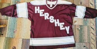 Vintage Hershey Bears Hockey AHL Jersey Size 50 Maska CCM Fighting Strap 2