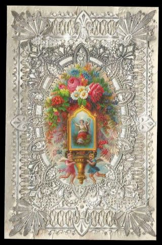 Y69 - Victorian Paper Lace Valentine Card - Lifting Scrap - Hidden Message