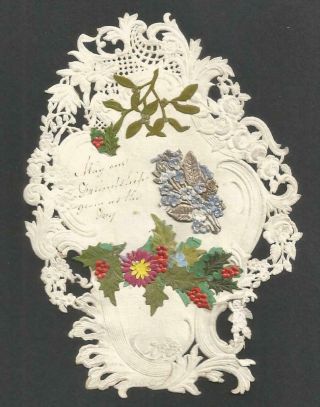 Y63 - Victorian Paper Lace Christmas Card - Dobbs & Kidd - Hand Decorated