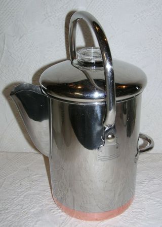 Vintage Revere Ware 14 Cup Stainless Copper Clad Percolator Coffee Pot Camping