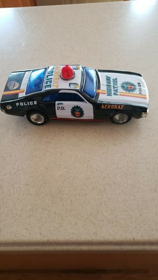 TPS JAPAN TIN LITHO 1960s 911 POLICE HIGHWAY PATROL ACROBAT UNIQUE CAR BATT OP 3