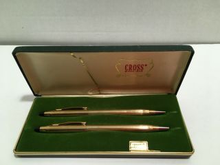 Vintage Cross 10k Gold Filled Pen And Pencil Set In Case Box 4501works
