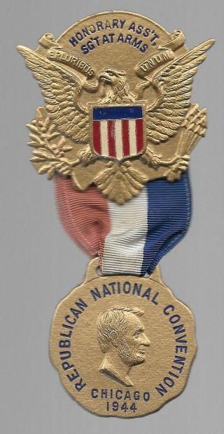 Dewey 1944 Republican National Convention Chicago Badge