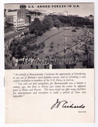 Wwii World War 2 Bournemouth Guide Book Booklet U.  S.  Armed Forces In U.  K.  1944