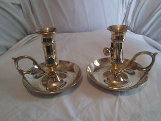 Vintage Brass Self Leveling Candlestick Holders W/drip Pan