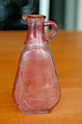 Vintage Knox Glass Company Pink Flash Pitcher Or Bottle With Keystone Mark