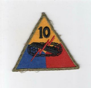 Ww 2 Us Army 10th Armored Division Greenback Patch Inv E197