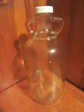 Vintage Half Gallon Clear Glass Knox Jar J Keystone Mark W/ Lid Handles 1932 - 53