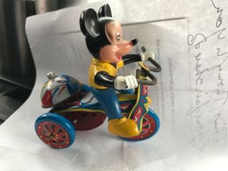 Vintage Mickey Mouse Line Korea Tin Litho Wind Up Toy Walt Disney Prod 1950s