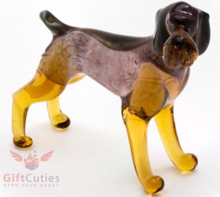 Art Blown Glass Figurine Of The German Wirehaired Pointer Dog