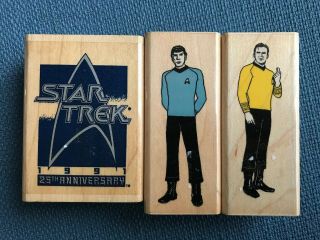 1991 Vintage Star Trek 25th Anniversary Rubber Stamps Captain Kirk & Mr.  Spock