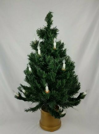 Fiber Optic Christmas Tree 32 " Multicolor Lights & Candles Gold Base Extra Bulb