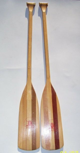 Vintage Indian Head Set Of 2 Pair Wood Boat Paddles Oars Made In Usa 47.  5 " 4 