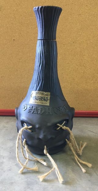 Deadhead Rum Shrunken Head Tiki Bar Empty Bottle Decanter Man Cave Decor