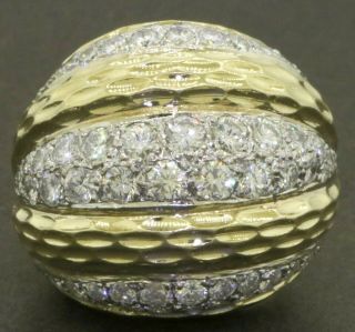 Vintage 1970s Heavy 18k Gold 4.  5ctw Vs Diamond Cluster Dome Cocktail Ring Size 7