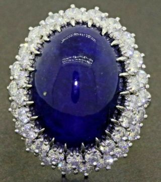Vintage Jumbo 14k Wg 3.  30ctw Vs Diamond/19.  5 X 14.  4mm Lapis Lazuli Cocktail Ring
