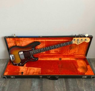 1973 Vintage Fender Precision Bass - Rosewood - Sunburst,  Hard Case