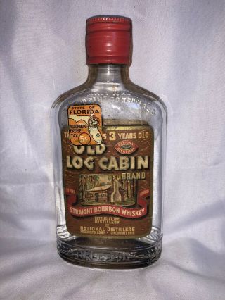 Old Log Cabin Straight Bourbon Whiskey Half Pint Bottle Cincinnati Oh