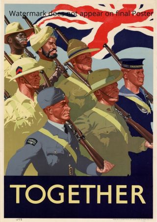 Together Propaganda Poster Wwii Ww2 Print British World War Two Victory Army Old