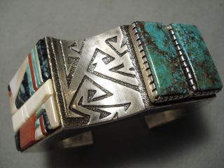 Important Vintage Navajo Richard Tsosie Turquoise Sterling Silver Bracelet