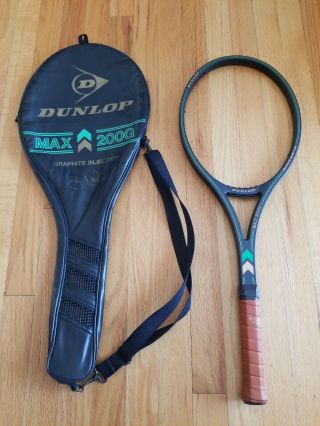 Vintage Dunlop Max 200g Tennis Racquet With Cover - Made In England