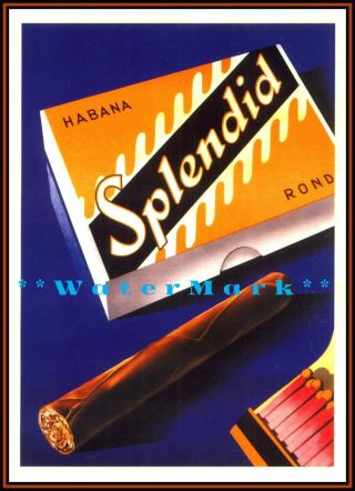 Splendid Cigar Habana 1930 Vintage Poster Print Retro Style Swiss Tobacco Art