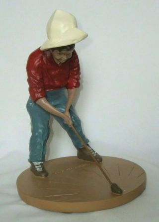 Vintage Pinehurst Country Club Putter Boy Statue Sun Dial Golf Trophy Painted