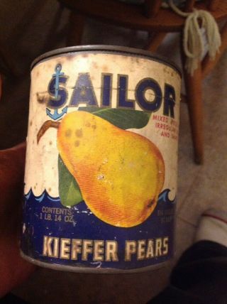 Sailor Kieffer Pears Benton Hatbor Michigan Mi Mich.  Food Can 1930 