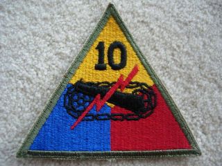 Ww2 Us Army 10th Armored Division Cloth Patch - Tanks