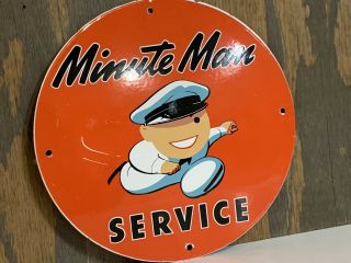 12in Union 76 Minute Man Service Gasoline Porcelain Sign Oil Gas Pump Plate