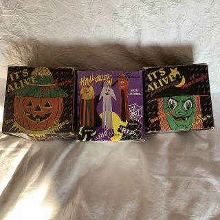 Vintage Halloween Its Alive Wind Socks Witch Pumpkin Ghost Halloween Decorations