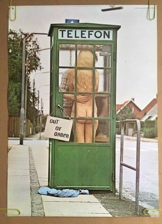 Vintage Poster Out Of Order Man Woman Sex Phone Booth England Naked Uk