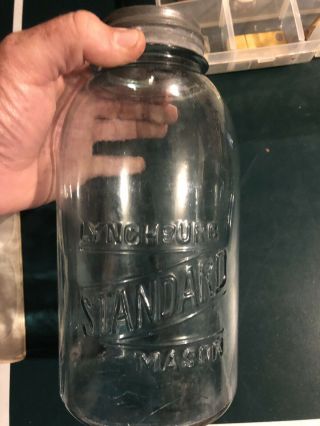 Lynchburg Standard Mason Old Quart Fruit Jar With Zinc Lid