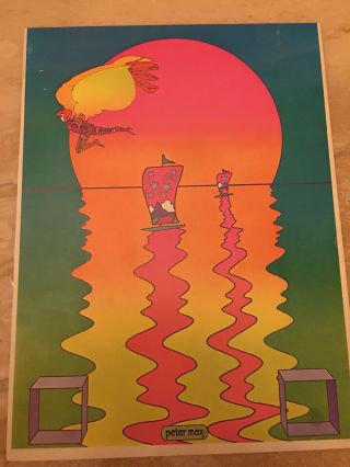Flawed Vtg Peter Max Poster 1970 Mcm Mod 11x16” Nbc A Summer Day