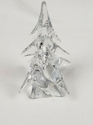 Vintage 7” Clear Heavy Lead Crystal Art Glass Christmas Tree
