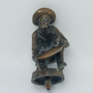 Vintage Prospector Gold Panning Miner Cast Brass/bronze Hood Ornament
